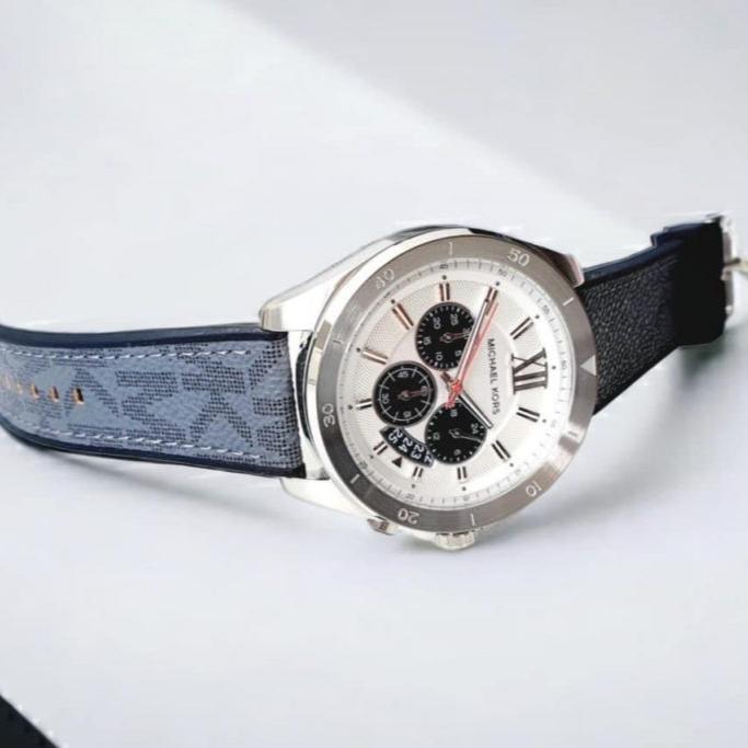 Michael Kors Brecken Chronograph Silver Dial Grey Leather Strap Watch For Men - MK8922 Buy Now By Michael Kors