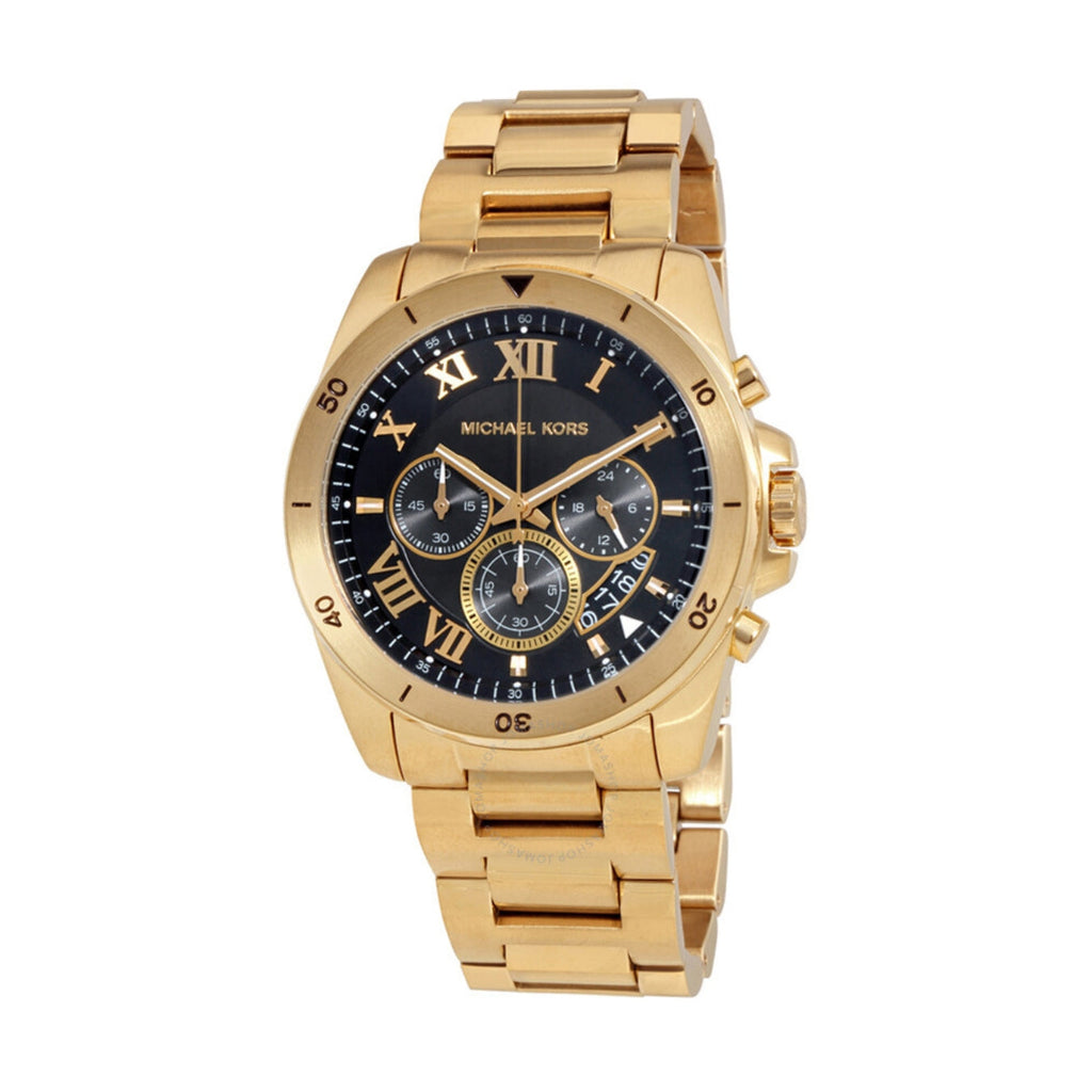 Michael Kors Brecken Chronograph Quartz Black Dial Gold Steel Strap Watch For Men - MK8481 Buy Now By Michael Kors
