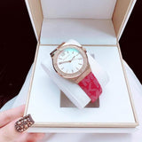 Michael Kors Lennox Three Hand Silver Dial Red Leather Strap Watch For Women - MK7308 Buy Now By Michael Kors