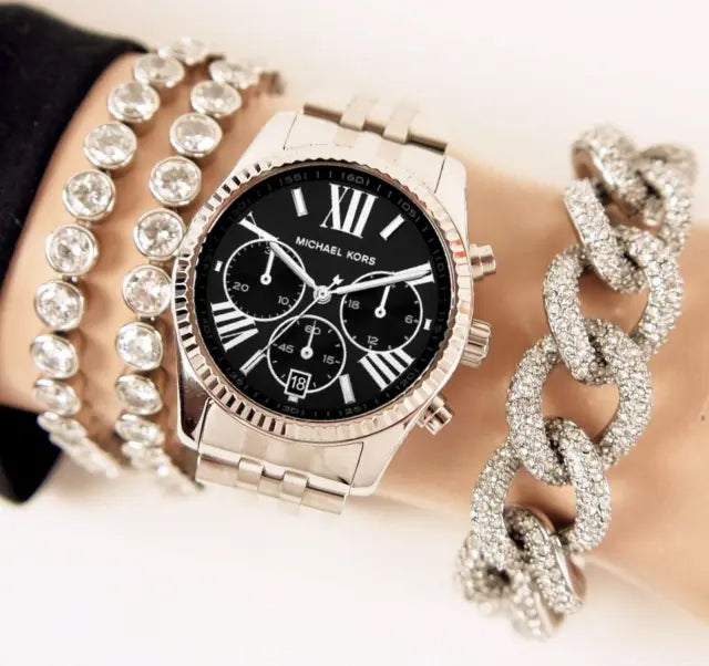 Michael Kors Runway Chronograph Black Dial Silver Steel Strap Watch For Women - MK5708 Buy Now By Michael Kors