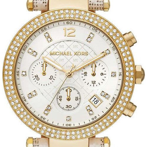 Michael Kors Parker Chronograph White Dial White Leather Strap Watch For Women - MK6916 Buy Now By Michael Kors