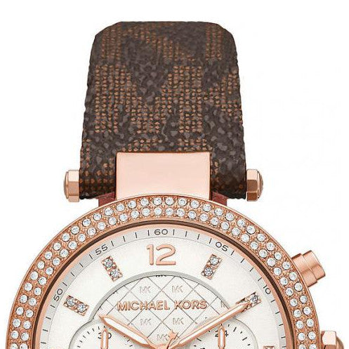 Michael Kors Parker Chronograph White Dial Brown Leather Strap Watch For Women - MK6917 Buy Now By Michael Kors