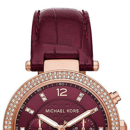 Michael Kors Parker Chronograph Red Dial Red Leather Strap Watch For Women - MK6986 Buy Now By Michael Kors