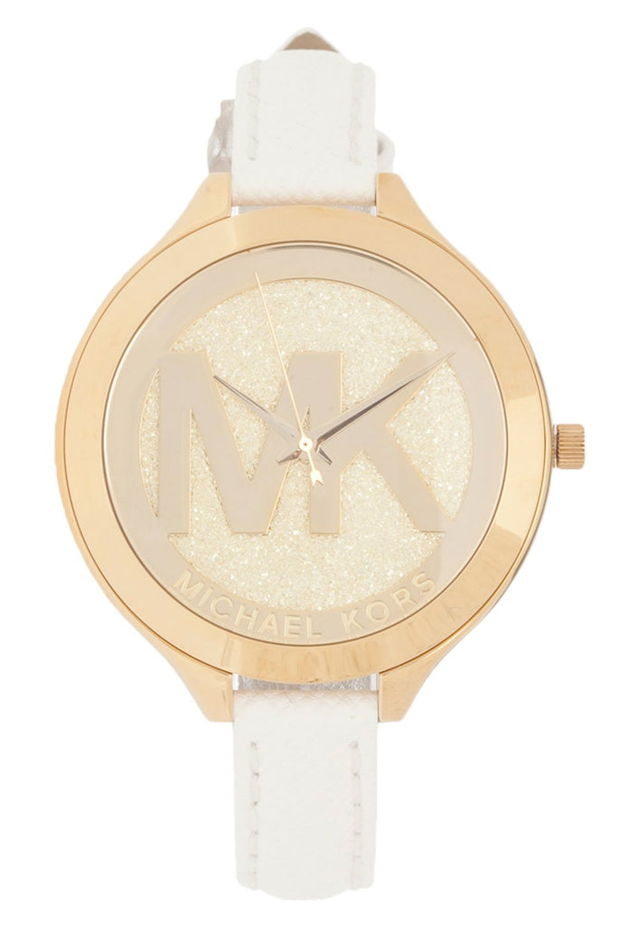 Michael Kors Slim Runway Quartz Gold Dial White Leather Strap Watch For Women - MK2389 Buy Now By Michael Kors