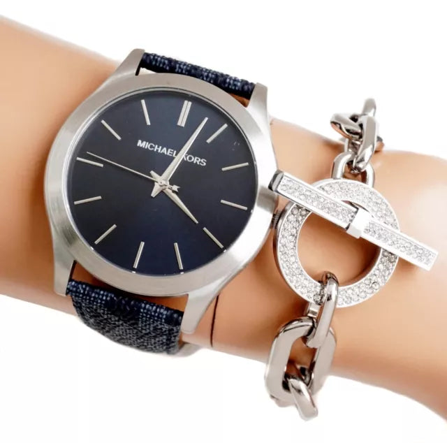 Michael Kors Slim Runway Analog Blue Dial Blue Leather Strap Watch For Men - MK8907 Buy Now By Michael Kors