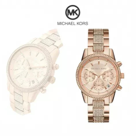 Michael Kors Ritz Chronograph Rose Gold Dial Rose Gold Steel Strap Watch For Women - MK6485 Buy Now By Michael Kors