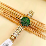 Michael Kors Bradshaw Chronograph Green Dial Gold Steel Strap Watch For Women - MK7257 Buy Now By Michael Kors
