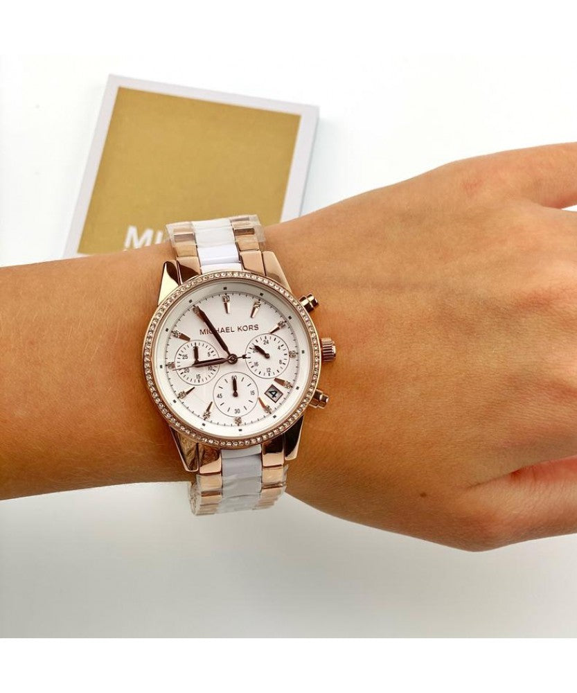 Michael Kors Ritz White Dial Two Tone Steel Strap Watch for Women - MK6324 Buy Now By Michael Kors
