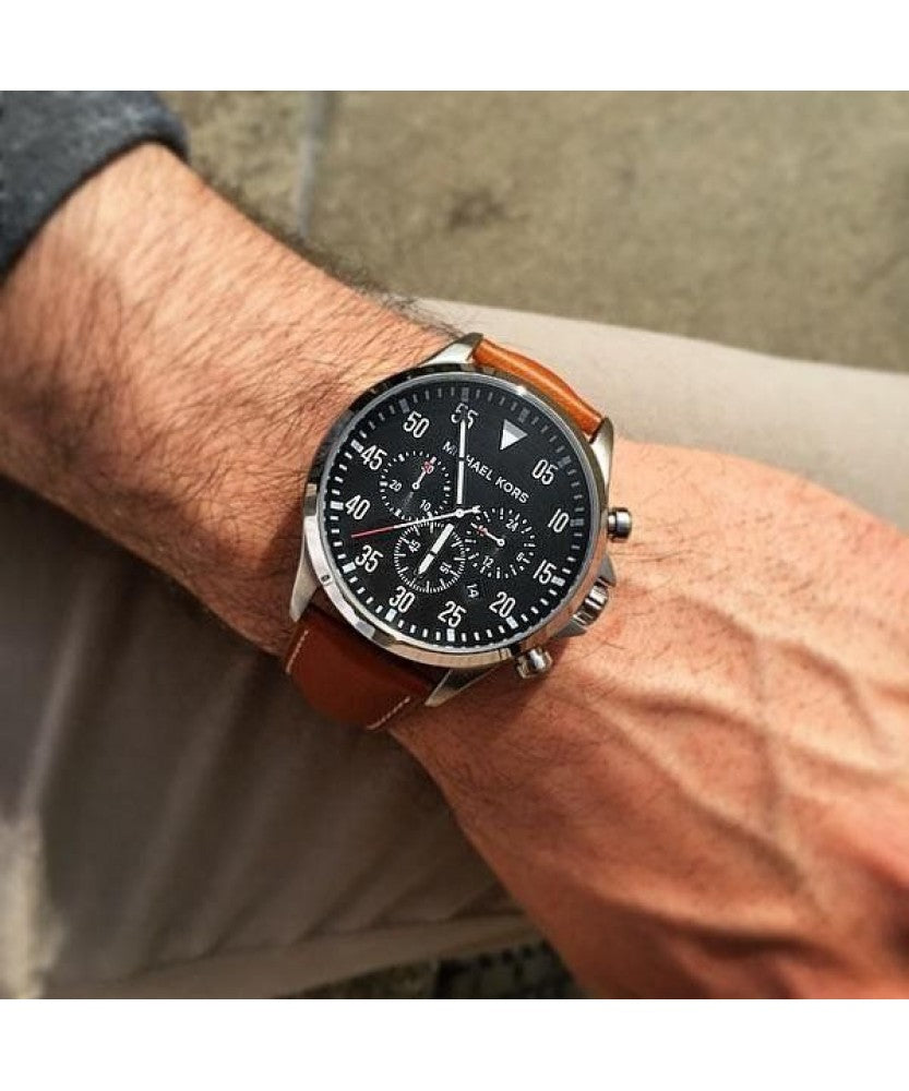 Michael Kors Gage Chronograph Quartz Black Dial Brown Leather Strap Watch For Men - MK8333 Buy Now By Michael Kors