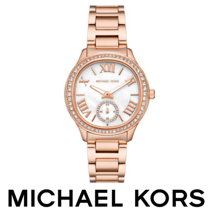 Michael Kors Sage Three-Hand Mother of Pearl White Dial Rose Gold Steel Strap Watch for Women - MK4806 Buy Now By Michael Kors