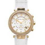 Michael Kors Parker White Dial with Diamonds White Leather Strap Watch for Women - MK2290 Buy Now By Michael Kors