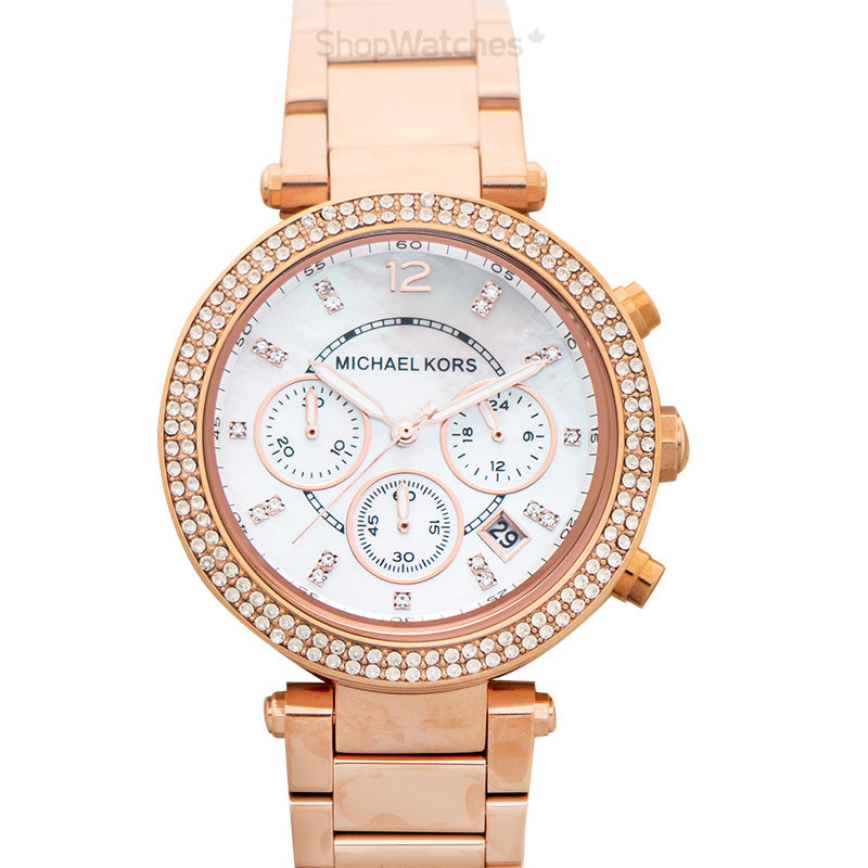 Michael Kors Parker White Dial with Diamonds Rose Gold Steel Strap Watch for Women - MK5491 Buy Now By Michael Kors