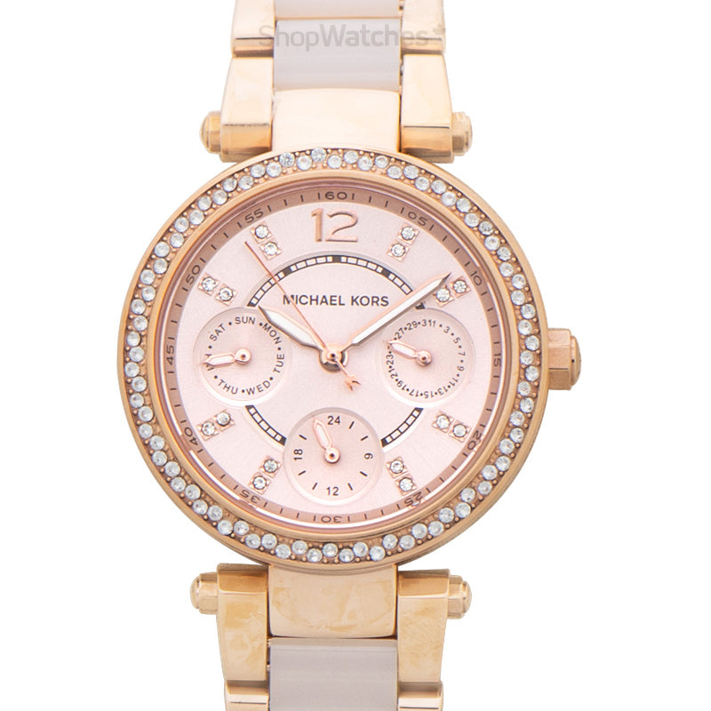 Michael Kors Parker Pink Dial Two Tone Steel Strap Watch for Women - MK6110 Buy Now By Michael Kors