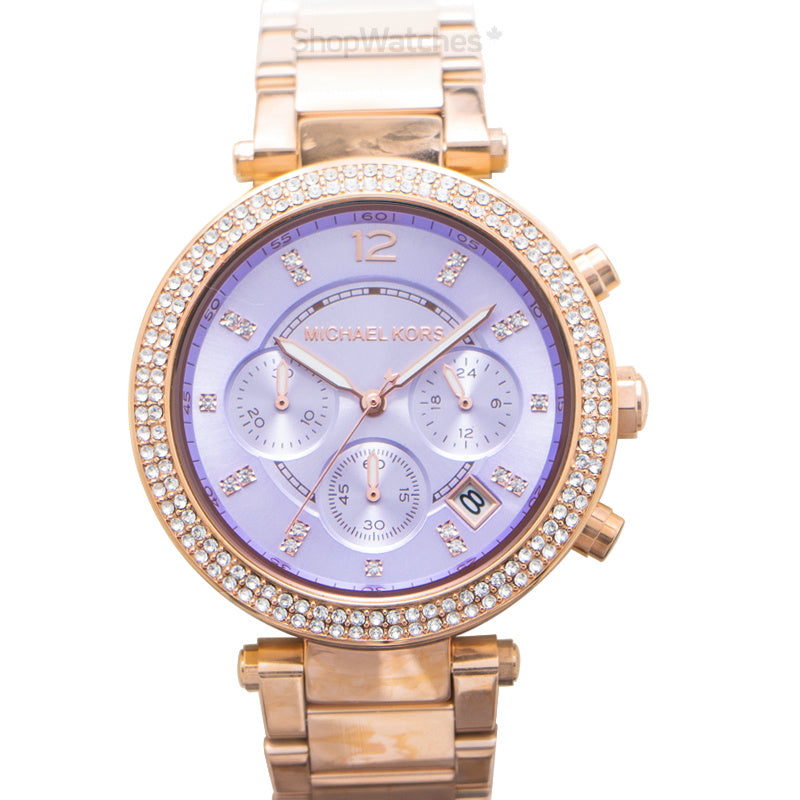Michael Kors Parker Purple Dial Rose Gold Steel Strap Watch for Women - MK6169 Buy Now By Michael Kors