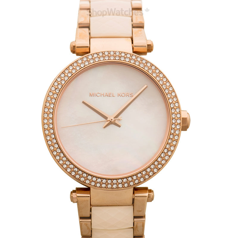 Michael Kors Parker Mother of Pearl Pink Dial Two Tone Steel Strap Watch for Women - MK6402 Buy Now By Michael Kors