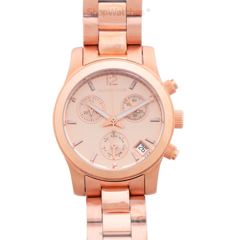 Michael Kors Runway Chronograph Rose Gold Dial Rose Gold Steel Strap Watch for Women - MK5430 Buy Now By Michael Kors