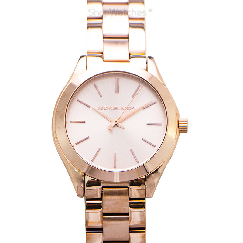 Michael Kors Slim Runway Rose Gold Dial Rose Gold Steel Strap Watch for Women - MK3513 Buy Now By Michael Kors