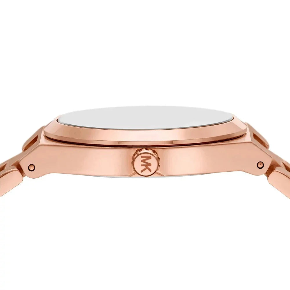 Michael Kors Lennox Three Hand Black Dial Rose Gold Steel Strap Watch For Women - MK7392 Buy Now By Michael Kors