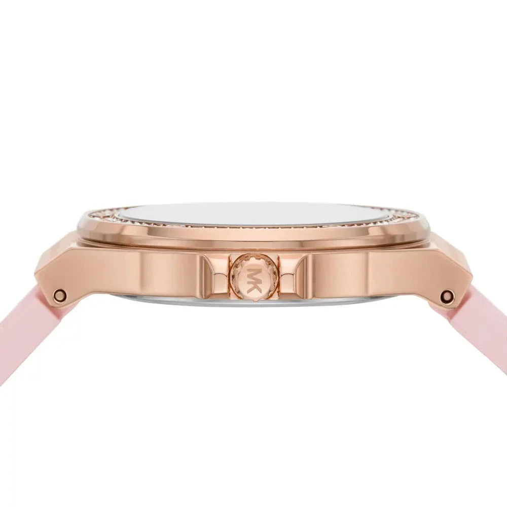 Michael Kors Mini Lennox Three-Hand Rose Gold Dial Pink Silicone Strap Watch For Women - MK7282 Buy Now By Michael Kors