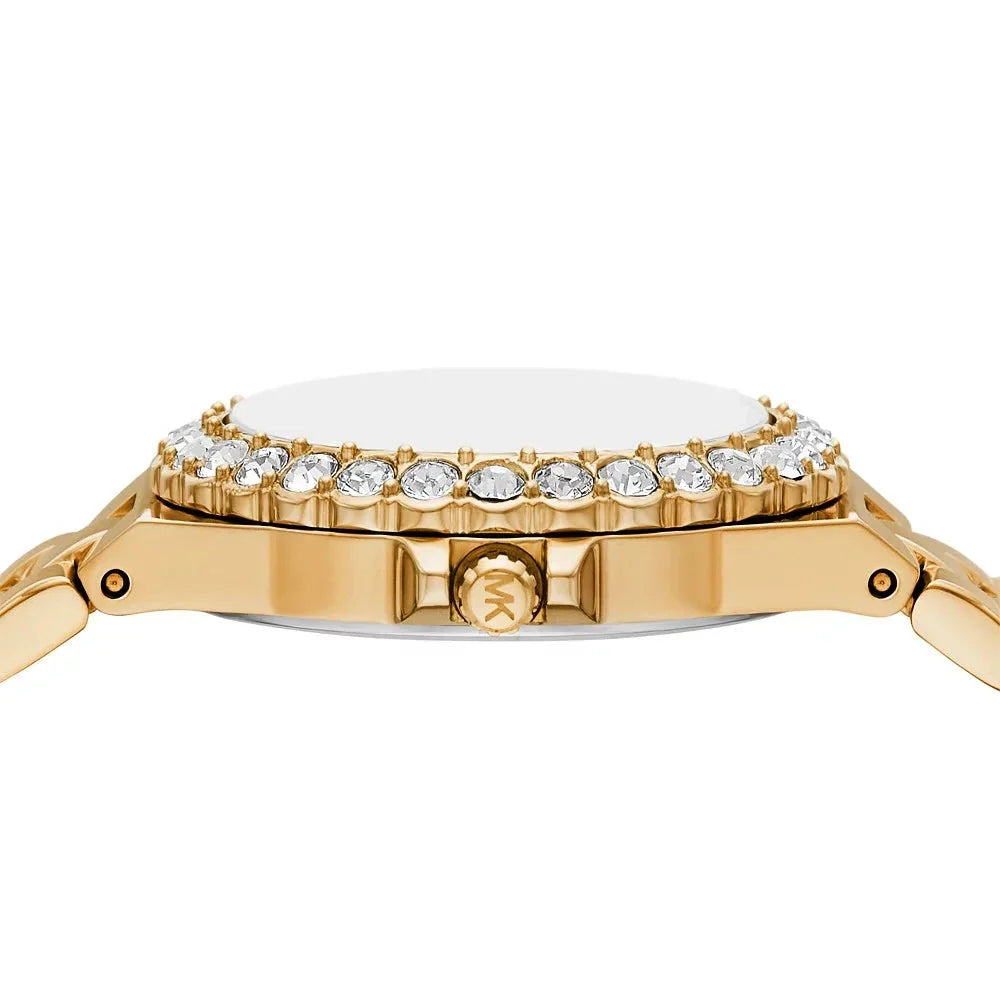 Michael Kors Lennox Three Hand Black Dial Gold Steel Strap Watch For Women - MK7394 Buy Now By Michael Kors