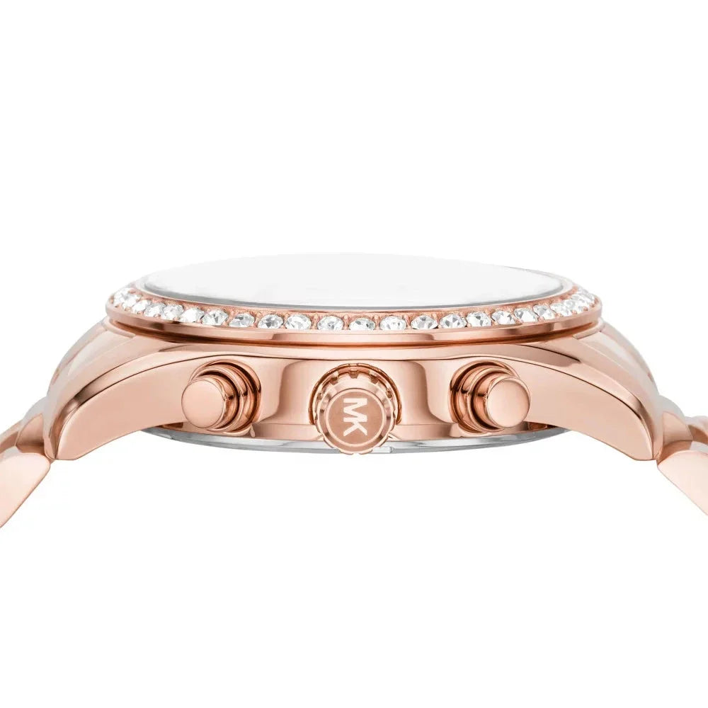 Michael Kors Lexington Chronograph Red Dial Rose Gold Steel Strap Watch For Women - MK7275 Buy Now By Michael Kors