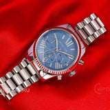 Michael Kors Lexington Chronograph Blue Dial Silver Steel Strap Watch For Women - MK7215 Buy Now By Michael Kors
