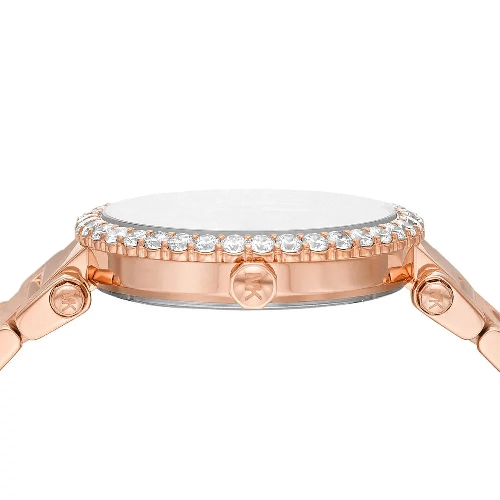 Michael Kors Parker Three-Hand Mother of Pearl White Dial Rose Gold Steel Strap Watch For Women - MK4695 Buy Now By Michael Kors