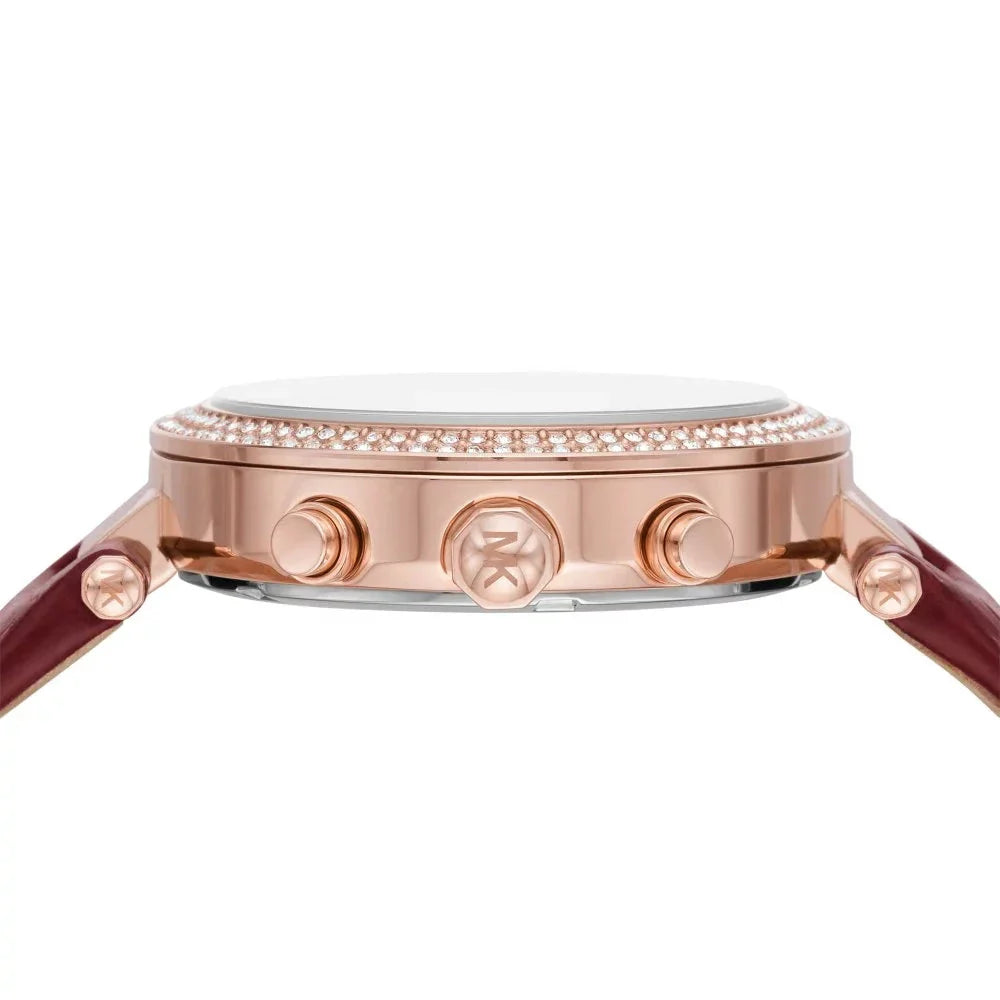 Michael Kors Parker Chronograph Red Dial Red Leather Strap Watch For Women - MK6986 Buy Now By Michael Kors