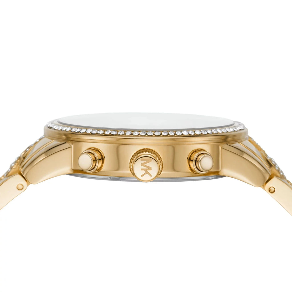 Michael Kors Ritz Three-Hand Glitz Crystals Gold Dial Gold Steel Strap Watch for Women - MK6747 Buy Now By Michael Kors