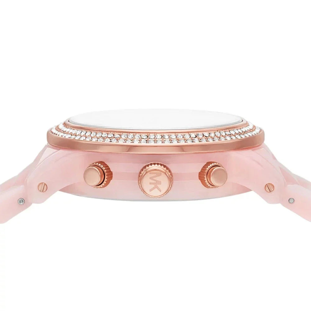 Michael Kors Runway Chronograph White Dial Pink Steel Strap Watch for Women - MK7424 Buy Now By Michael Kors