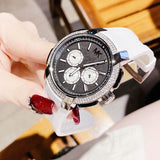 Michael Kors Sidney Multifunction Black Dial White Silicone Strap Watch For Women - MK6947 Buy Now By Michael Kors