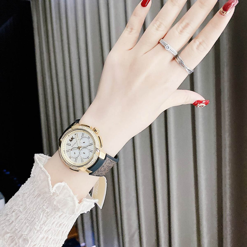 Michael Kors Sidney Multifunction White Dial Brown Leather Strap Watch For Women - MK6948 Buy Now By Michael Kors