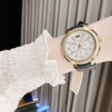 Michael Kors Sidney Multifunction White Dial Brown Leather Strap Watch For Women - MK6948 Buy Now By Michael Kors