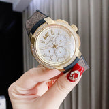 Michael Kors Sidney Multifunction White Dial Brown Leather Strap Watch For Women - MK6948 Buy Now By Michael Kors