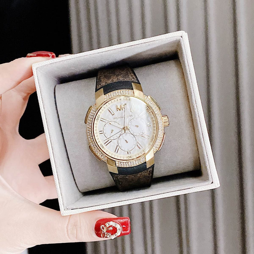 Michael Kors Sidney Multifunction White Dial Brown Leather Strap Watch For Women - MK6948 Buy Now By Michael Kors
