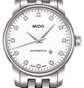 Mido Baroncelli III Automatic Diamonds White Dial Silver Steel Strap Watch For Women - M7600.4.66.1 Buy Now By Mido
