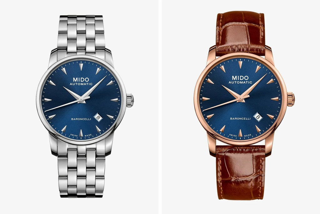 Mido Baroncelli III Automatic Blue Dial Brown Leather Strap Watch For Men - M8600.3.15.8 Buy Now By Mido