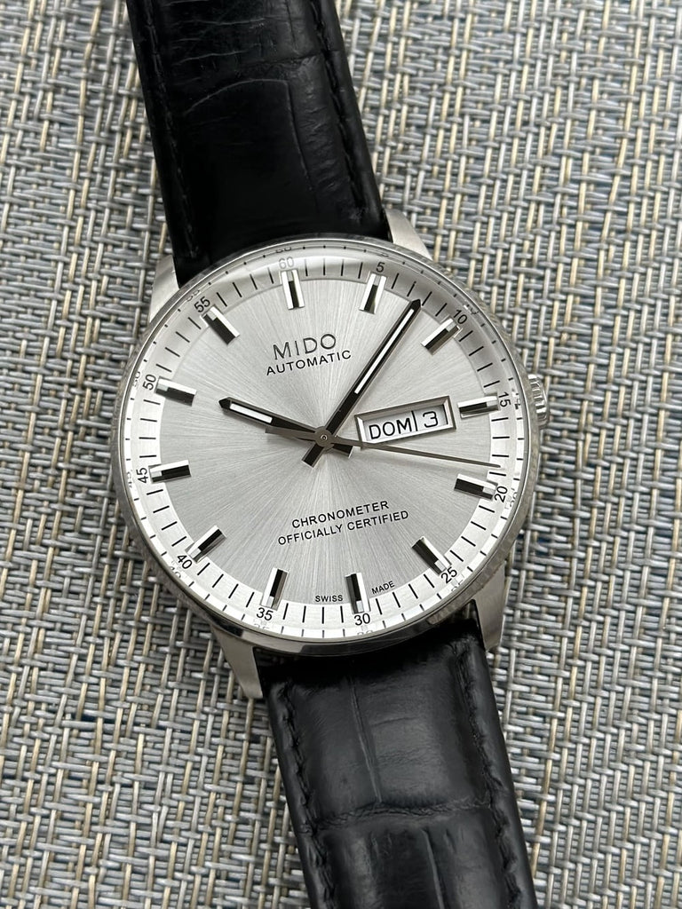 Mido Comander II Automatic Chronometer Silver Dial Black Leather Strap Watch For Men - M021.431.16.031.00 Buy Now By Mido