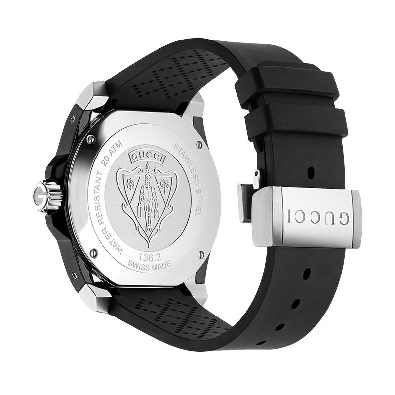 Gucci Dive Analog Quartz Black Dial Black Rubber Strap Watch For Men - YA136204 Buy Now By Gucci