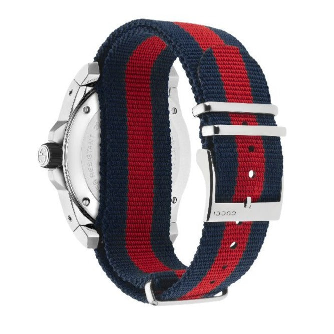 Gucci Dive Black Dial Red & Blue Nylon Strap Watch For Men - YA136210 Buy Now By Gucci