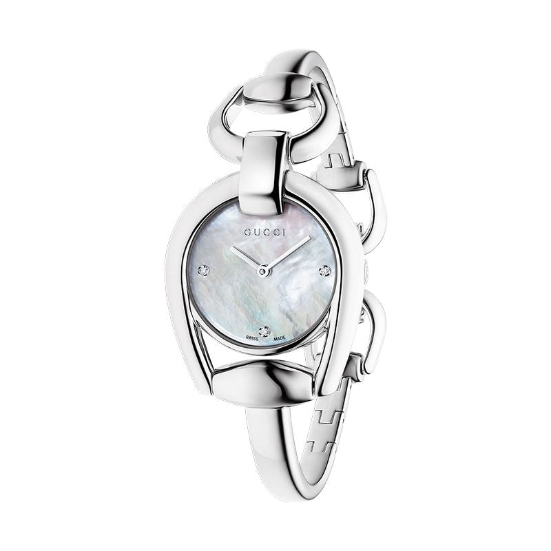 Gucci Horsebit Collection Diamonds Mother of Pearl Dial Silver Steel Strap Watch For Women - YA139506 Buy Now By Gucci