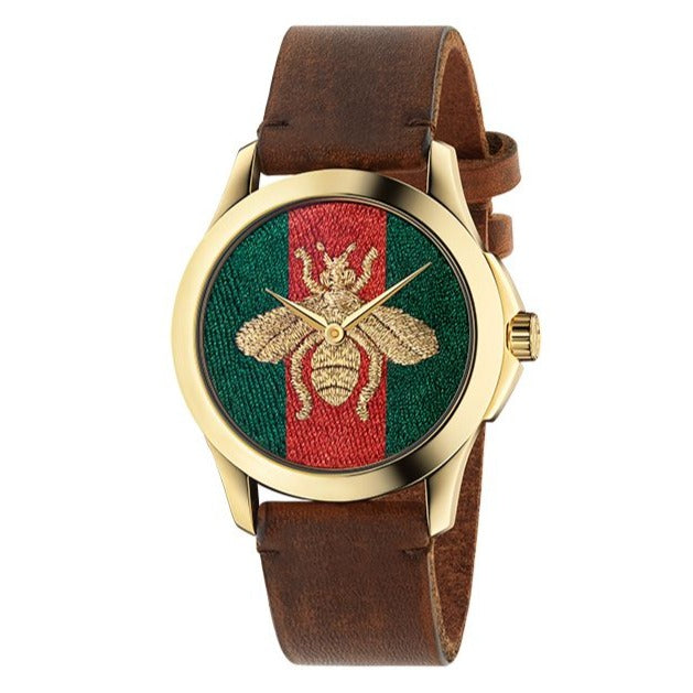 Gucci G Timeless Quartz Two Tone Dial Brown Leather Strap Watch For Men - YA126451B Buy Now By Gucci