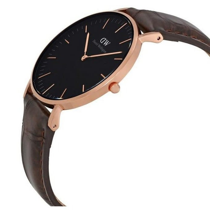 Daniel Wellington Classic York Black Dial Brown Leather Strap Watch For Women - DW00100140 Buy Now By Daniel Wellington