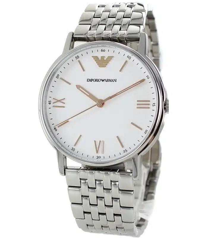 Emporio Armani Kappa Quartz White Dial Silver Steel Strap Watch For Men - AR80014 Buy Now By Emporio Armani