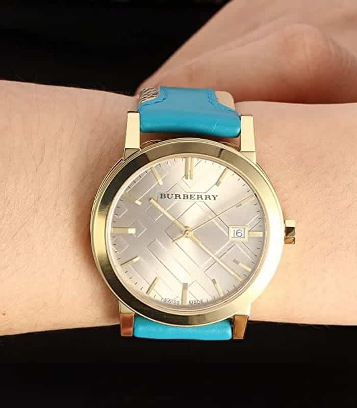 Burberry The City Gold Dial Blue Leather Strap Watch for Women - BU9018 Buy Now By Burberry