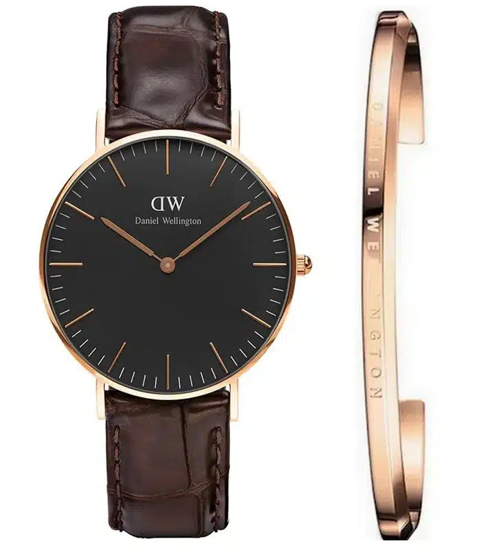 Daniel Wellington Classic York Black Dial Brown Leather Strap Watch For Women - DW00100140 Buy Now By Daniel Wellington