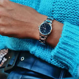 Daniel Wellington Iconic Link Black Dial Silver Steel Strap Watch For Women - DW00100208 Buy Now By Daniel Wellington