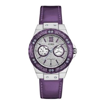 Guess Limelight Quartz Silver Dial Purple Leather Strap Watch For Women - W0775L6 Buy Now By Guess