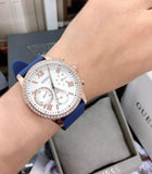 Guess Solstice Diamonds Silver Dial Blue Rubber Strap Watch for Women - GW0113L3 Buy Now By Guess