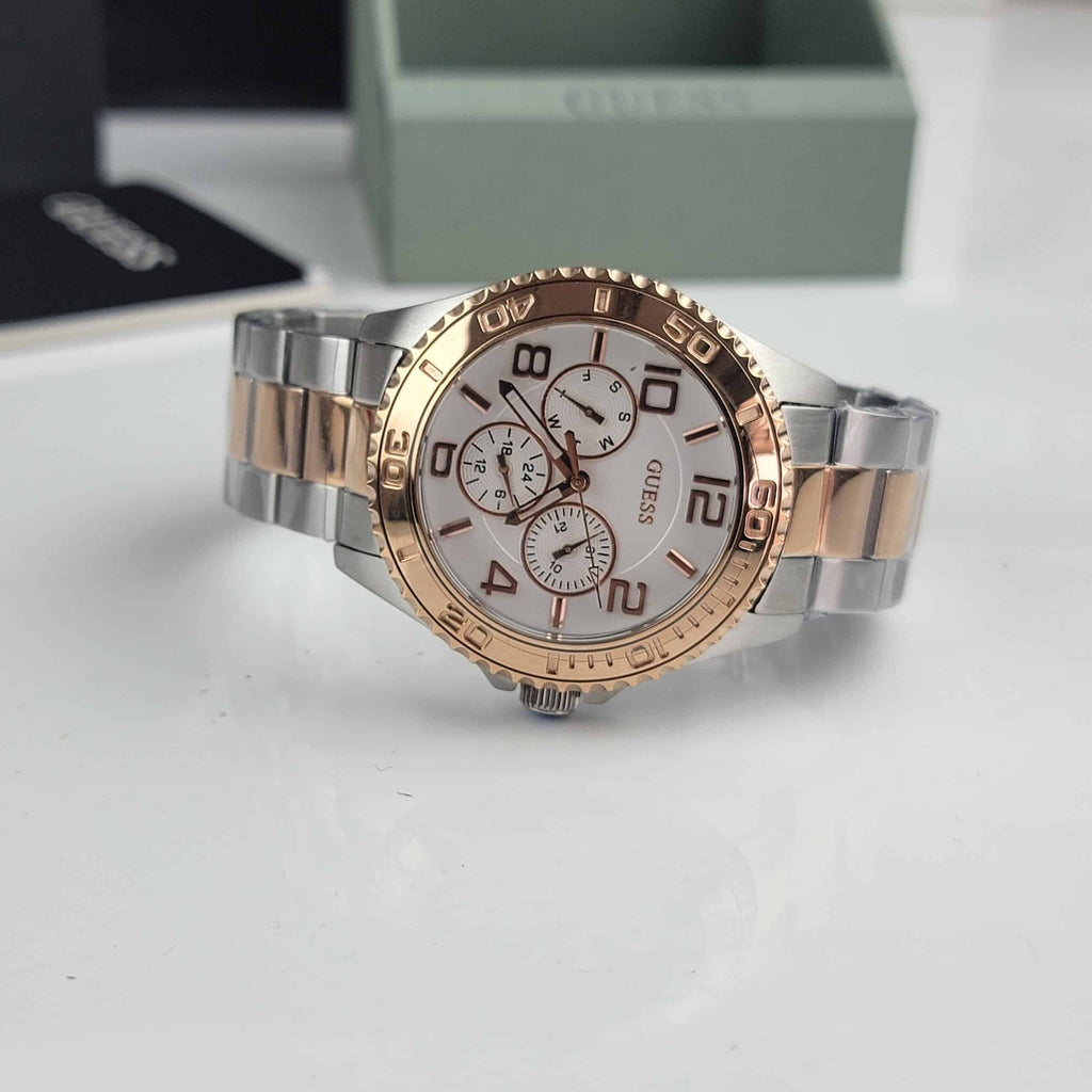 Guess BFF Multifunction Silver Dial Two Tone Steel Strap Watch for Women - W0231L5 Buy Now By Guess